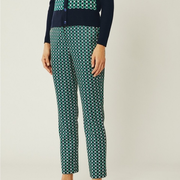 Tory Sport Green Geometric Women's Cropped Pants - Picture 1 of 10